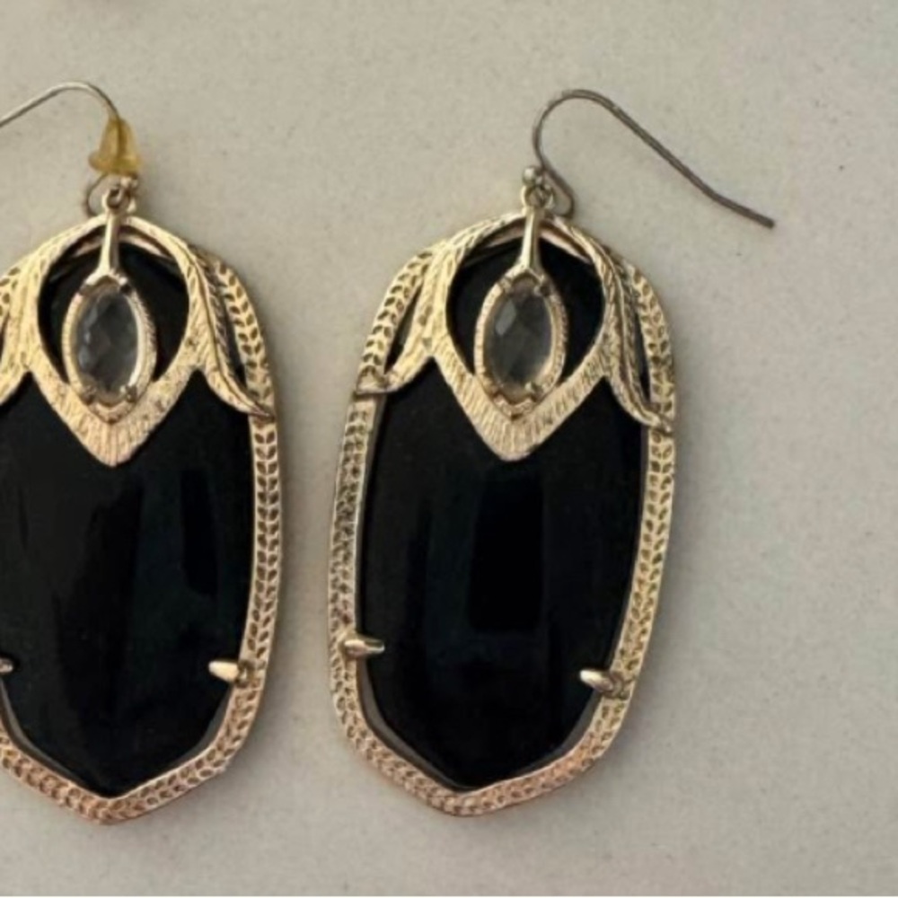 Kendra Scott Black and Gold Drop Earrings